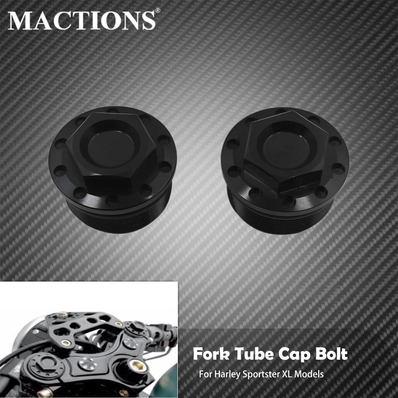 

2xMotorcycle 39mm Anodized Fork Tube Cap Bolt Black For Harley Sportster XL 883 1200 1987-Up FXR 1987-1994 FXDL FXD 1991-200505
