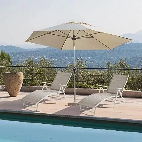 

Chairs for Outside Chaise Lounge Outdoor Poolside Adjustable Recliner Folding Lounge Chairs Set of 2 for Garden Beach (Beige)