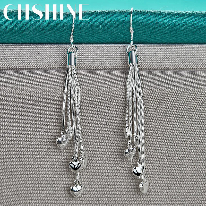 

CHSHINE 925 Sterling Silver Tassels Heart A Pair of Earrings Eardrop for Women's Charm Banquet Party Fashion Jewelry