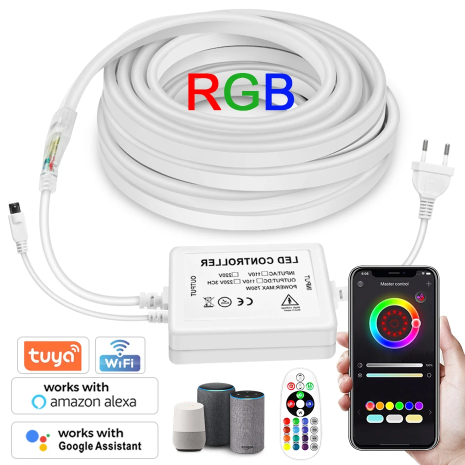Неосветодиодный Светодиодная лента RGB 220 В 5050 в гибкая неоновая со сменяемыми