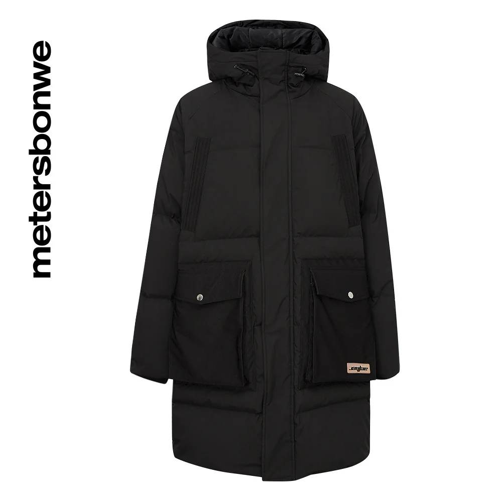 Metersbonwe Long Hooded Down Jacket Men Winter Simple Down Coat Male Fashion Thick Overcoat Warm Outerwear Brand Greatcoat