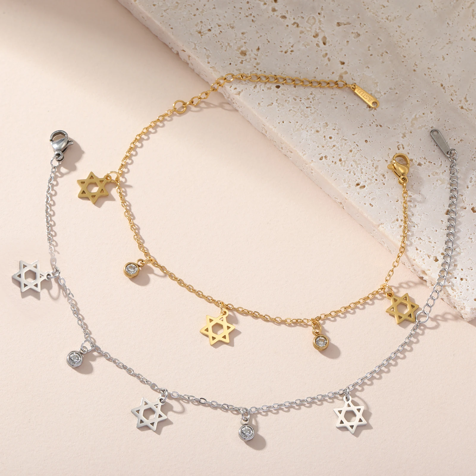 Skyrim Еврейская Звезда Давида Шарм Браслет Женщины Нержавеющая Сталь Регулируемая