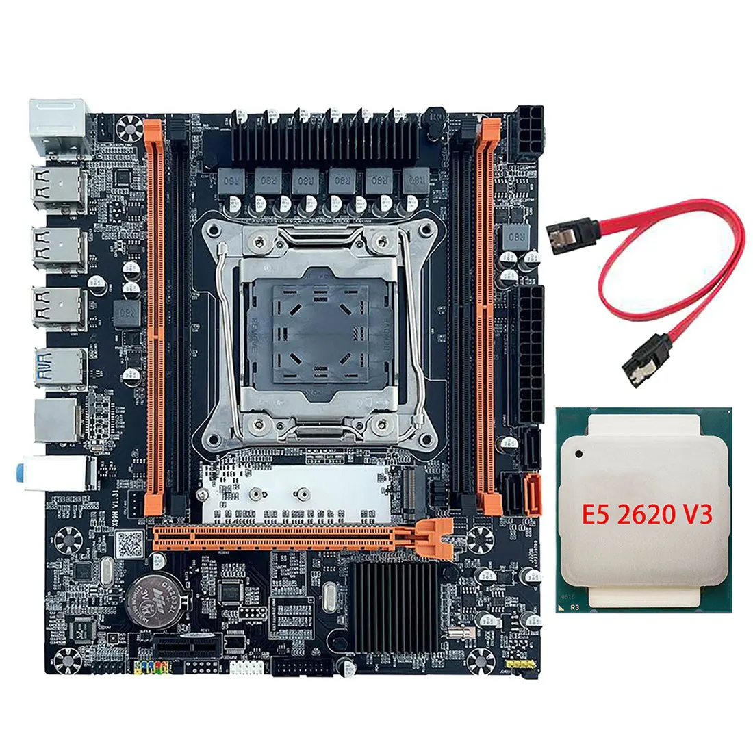 

X99 Motherboard with E5 2620 V3 CPU+SATA Cable B85 LGA2011-3 4X DDR4 REG ECC Memory M.2 PCIE SATA3.0 Desktop Motherboard