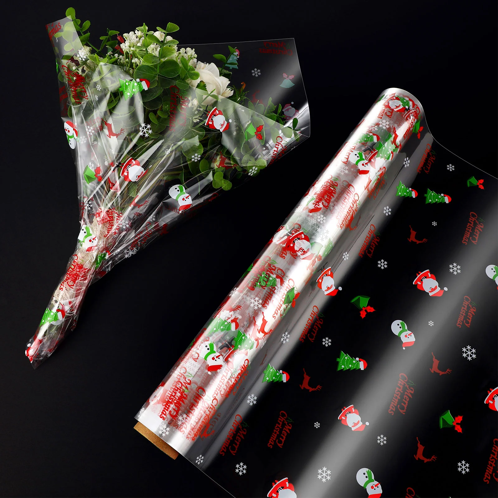 

Cellophane Paper Wrap Wrapping Roll Christmas Clear Gift Wrapper Transparent Sheet Xmas Bagsbasket Packing Flowers Rolls Santa