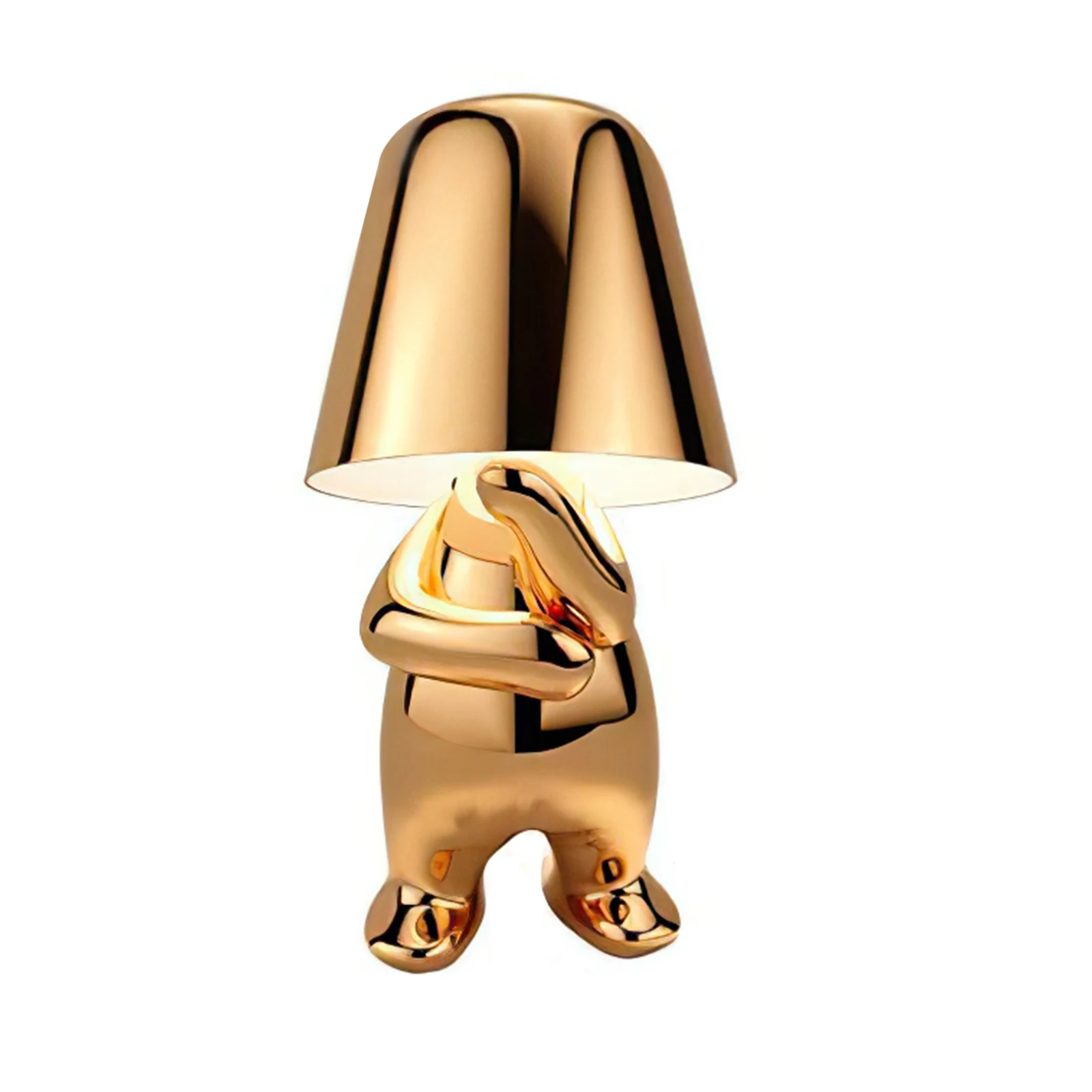 

Nordic Little Golden Man Table Lamp Thinker'S Statuette Lamps Gold Standing Model Art Decora Creative Coffee Shop Bar Desk Light