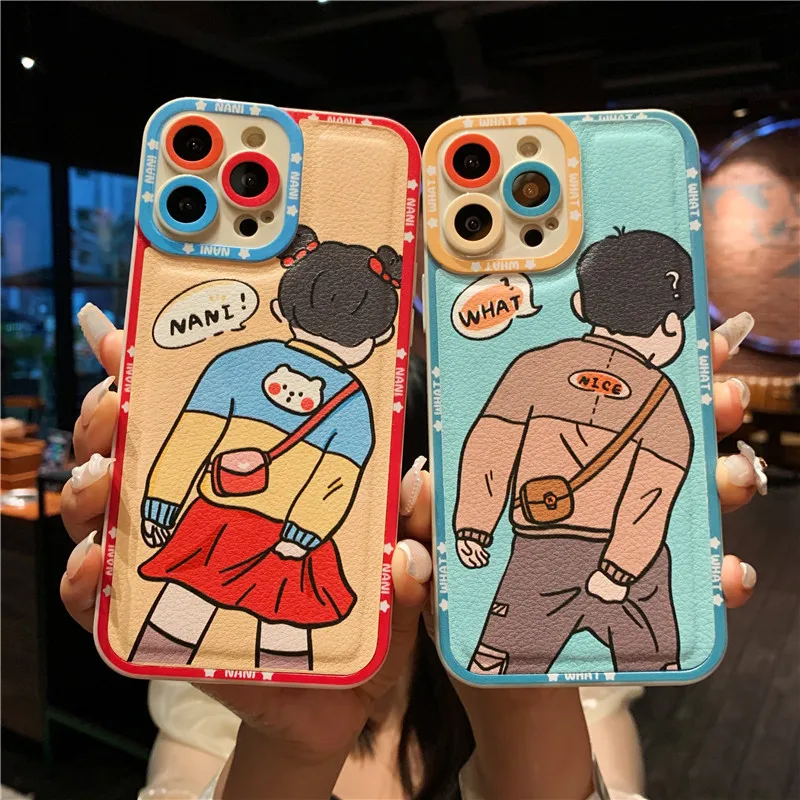 

Funny Cartoon Phone Case for iphone 13 12 11 Promax Pro X XR XS XSMAX 8 7 Plus Coque Soft All-inclusive Bumper Anti-knock Cover