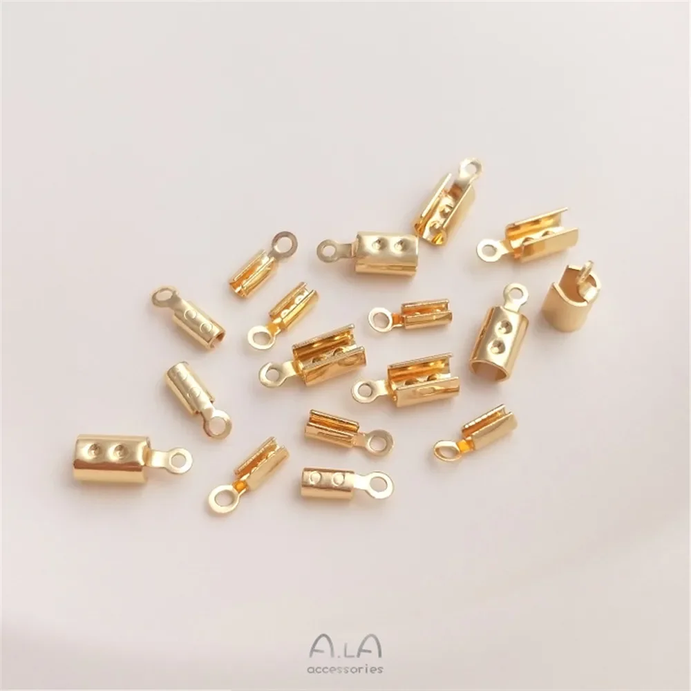 14-каратное позолоченное аксессуар круглый зажим кожаная веревка круглая