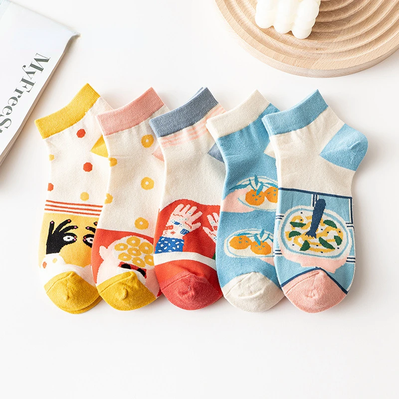 

Ladies cartoon Cute Cotton Socks Ins Tide Spring and Autumn Summer Thin Boat Sock Kawaii Cute Socks for Girls Calcetines Meias