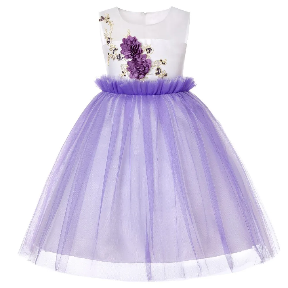 

Kids Girls Flower Floral 1 3 5 to 10 12 13 Years Old Gala Princess Dresses Communion Spanish Baby Dress Lilac Children Clothes