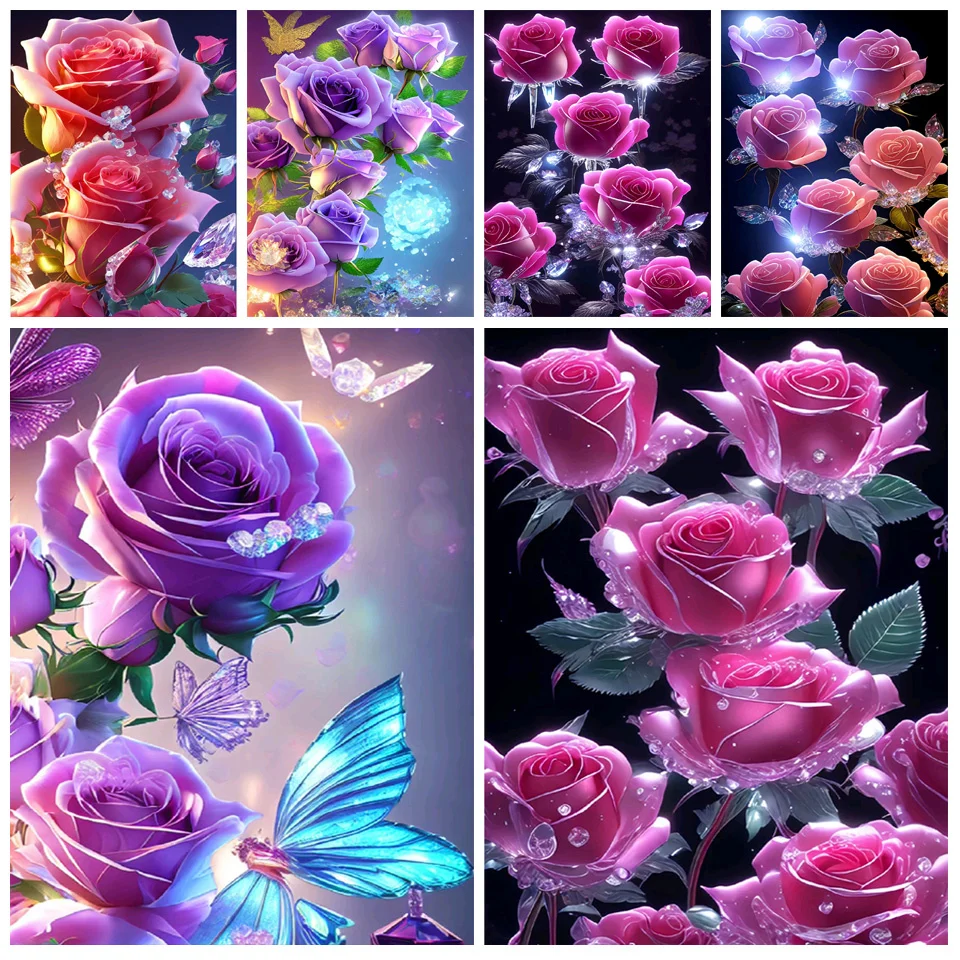 

5D DIY Diamond Painting Ice Crystal Rose Kits Full Round Drill Diamond Embroidery Fantasy Flower Mosaic Painting HomeDecor WE814