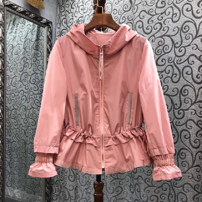 

Женская куртка с капюшоном, повседневная куртка-бомбер на молнии с длинным рукавом и поясом на завязках, Осень-зима 2022