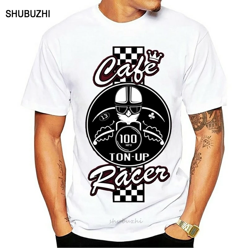 Футболка кафе гонщик винтажный мотоцикл тон-ап байкер на заказ ретро