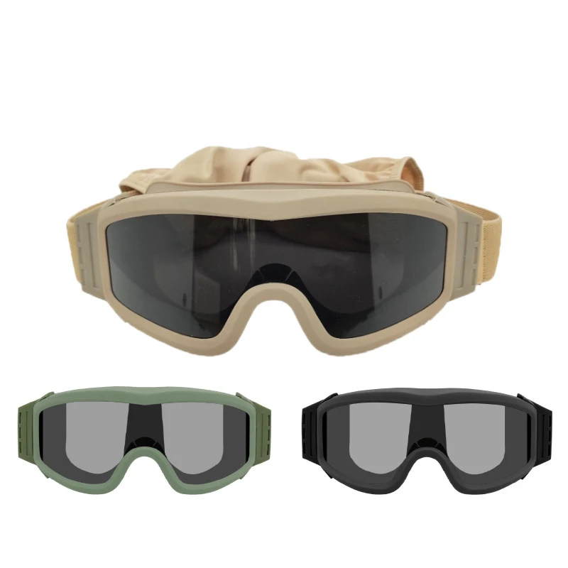 

Black Tan Green Tactical Goggles Military Shooting Sunglasses 3 Lens Army Airsoft Paintball Motorcycle Windproof Wargame Glasses