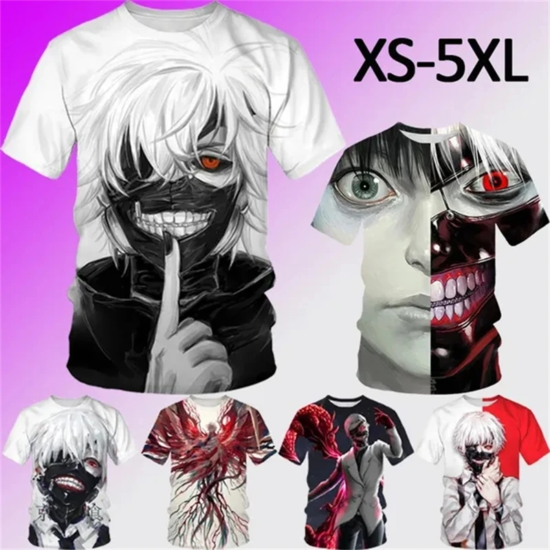 

Футболка мужская с круглым вырезом, Классическая уличная одежда в стиле аниме Токийский Гуль, топ с коротким рукавом и 3D-принтом, в стиле Харадзюку, на лето