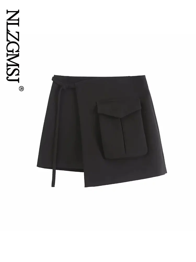 

Юбка трапециевидная женская с карманами, на шнуровке, с завышенной талией