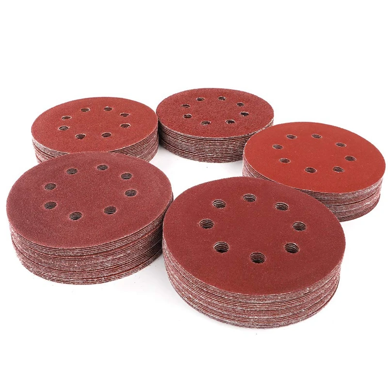 

New 100Pcs 5 Inches Orbital High Grit Sanding Discs, 800 1000 1200 1500 2000 Grits 8 Hole Orbital Sandpaper With Hook