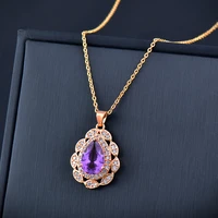 kioozol boho stainless steel tear drop red purple blue cubic zircon pendants and necklaces gold color choker chain 270 ko1