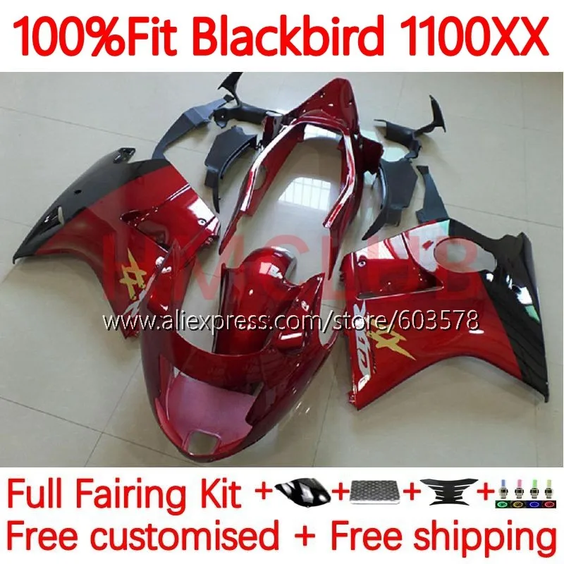 

CBR1100XX For HONDA Blackbird CBR1100 CBR 1100 XX wine red blk 96 97 98 99 00 01 2002 2003 2004 2005 2006 2007 Fairing 109No.61