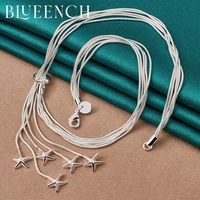 blueench 925 sterling silver multilayer chain tassel star pendant necklace for women proposal wedding fashion jewelry