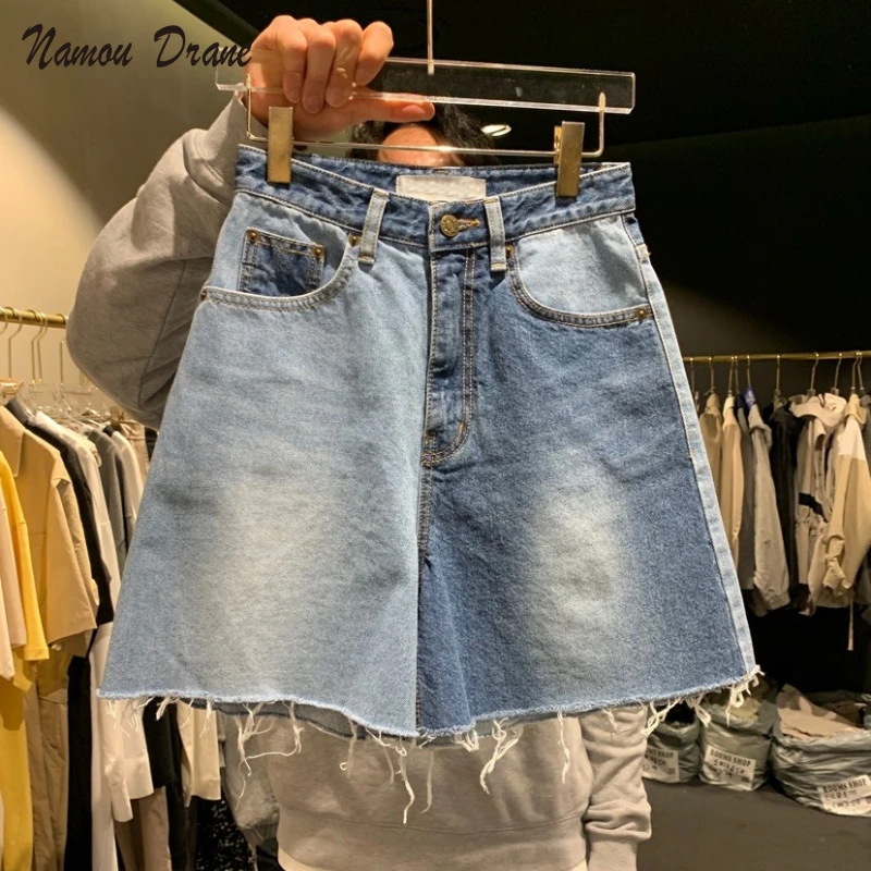

Женские джинсовые шорты Namou Drane, белые необработанные шорты с завышенной талией, на пуговицах, подходящие ко всему, лето 2022