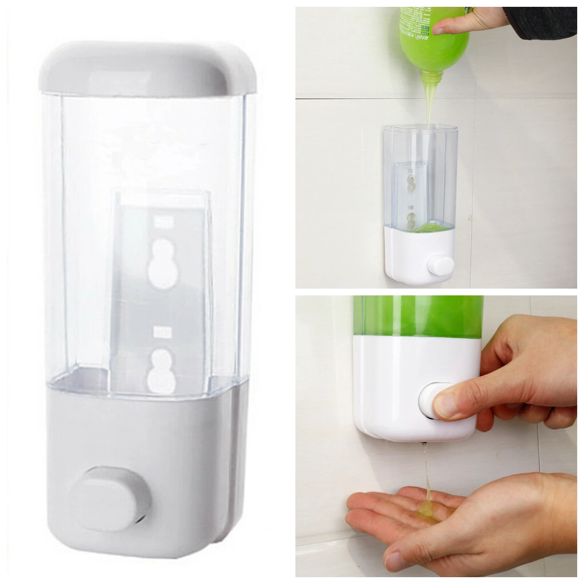 

500ml Manual Pressure Soap Dispenser Wall Mounted Soap Shampoo Shower Liquid Dispenser Bottle Bathroom Bottles