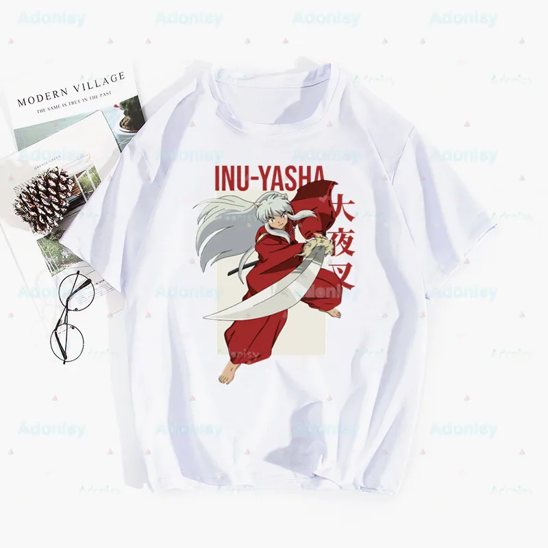 

Inuyasha Sesshoumaru Higurashi Kagome Harajuku Man T Shirts Tees Shirt Tops Design Short-Sleeved Aesthetic Anime T Shirt