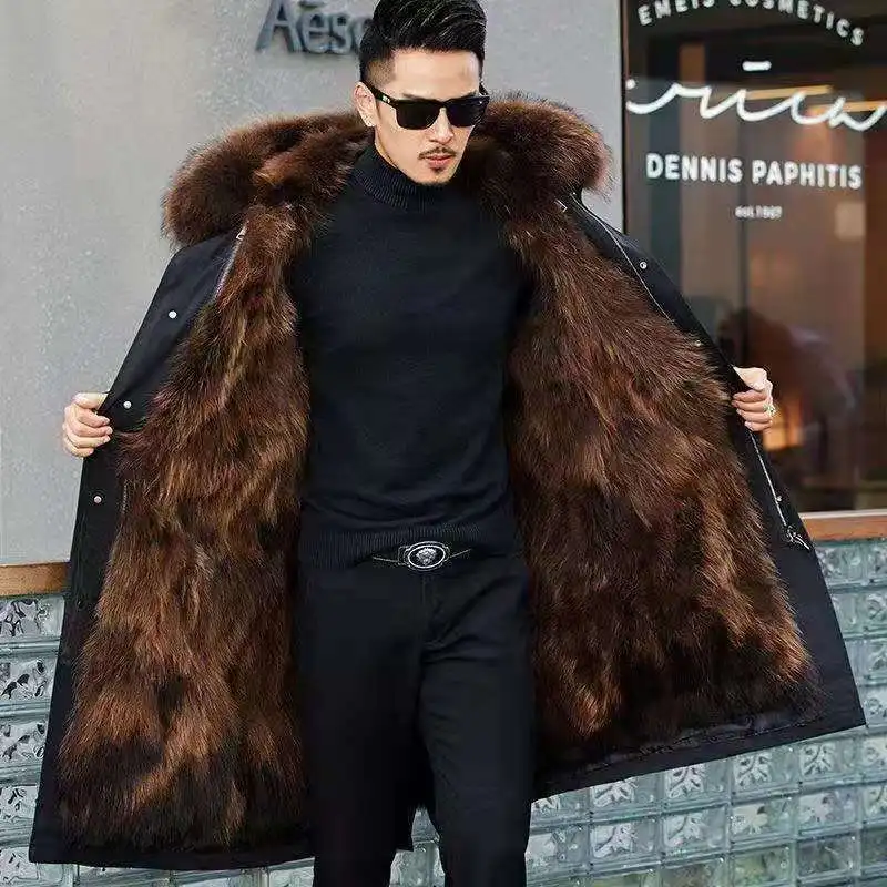 Thick Warm Coat New Style Pie Overcomes Men’s Fur Mid-length Thick Warm Jacket Mink Fur Coat Fur One Detachable Coat