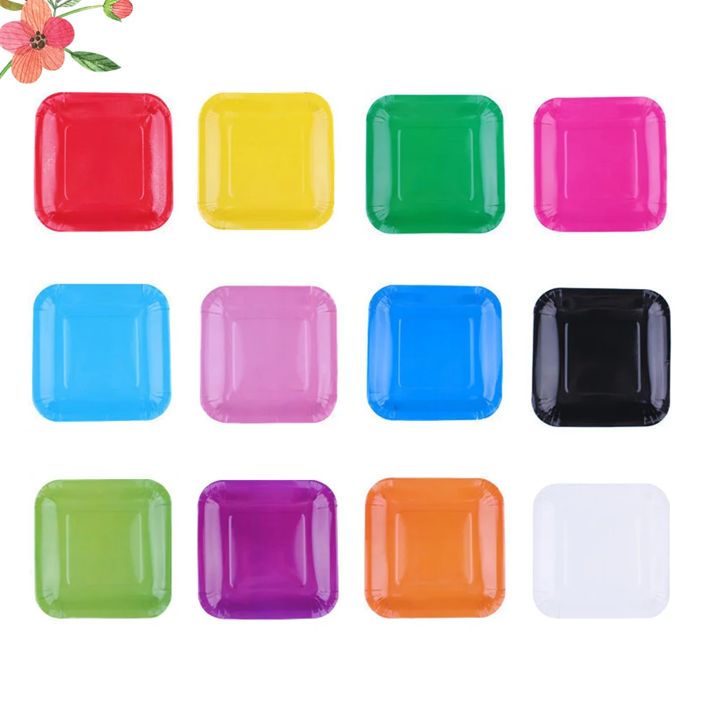 

50 Pcs Paper Cup DIY Accessory Plates Kids Interesting Cupcake Pan Square Colorful Child Dinner