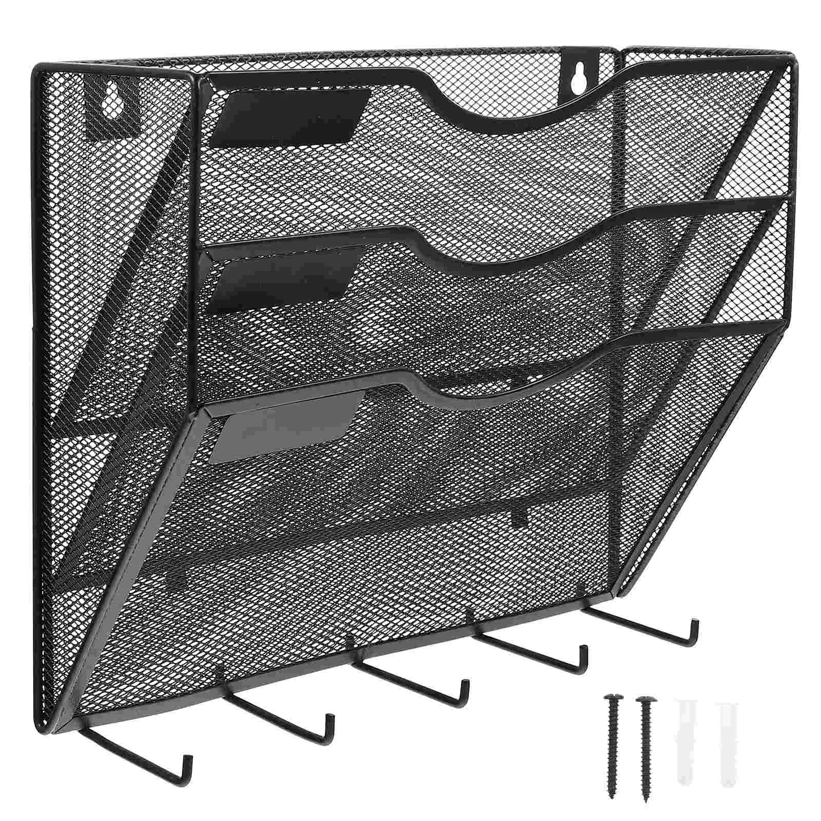 

File Rack Hanging Holder Wall Mounted Bookshelf Files Vertical Mesh Folder Bookshelves Paper Storage Steel Wire Cubbyhole