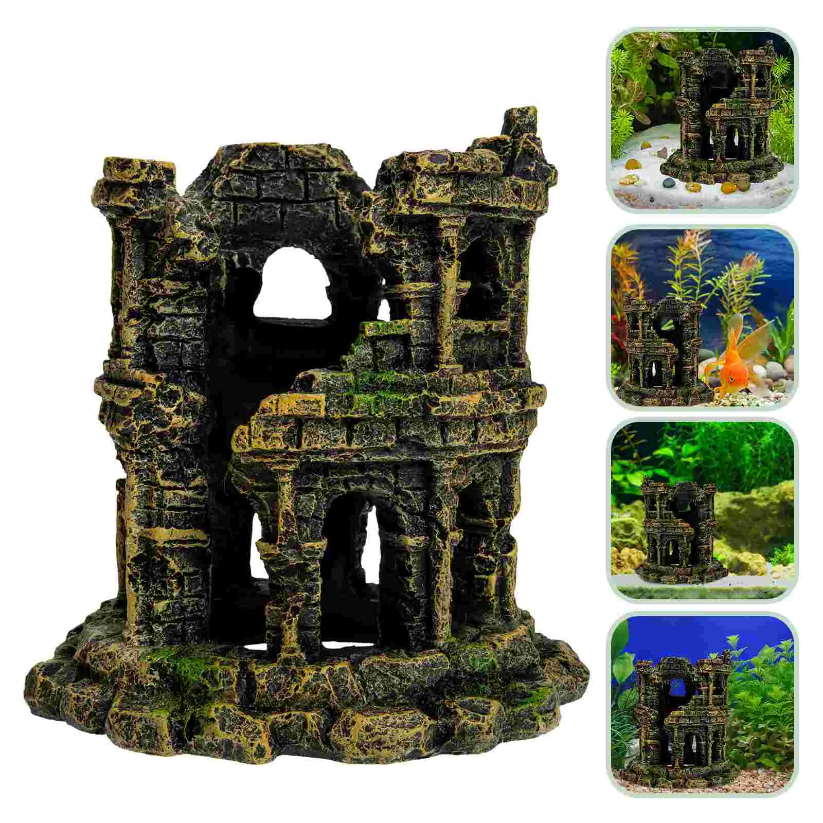 

Fish Tank Aquarium Hideout Roman Ornament Resin Cave Landscape Colosseum Underwater Shrimp Decors Adornment Reptile Hideouts