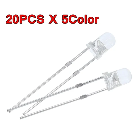 TZT F3 ультра яркие светодиоды 3 мм круглые прозрачные  зеленые/желтые/синие/белые/красные