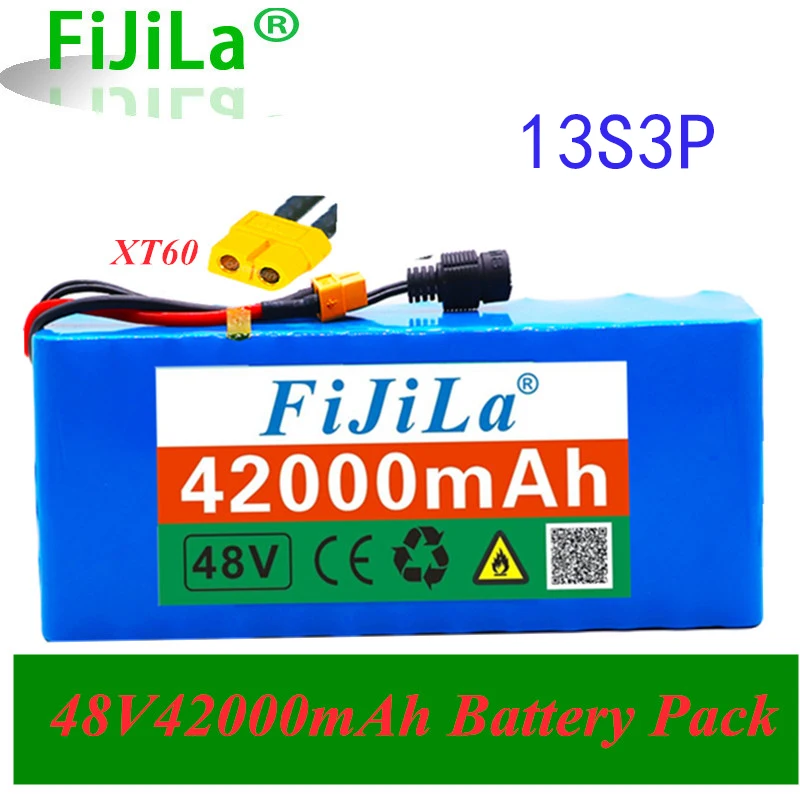 

48V Lithium-ionen Batterie 42Ah 1000W 13S3P Akku Für 54.6VE-bike Elektro Fahrrad Roller Mit BMS with XT60 Plug