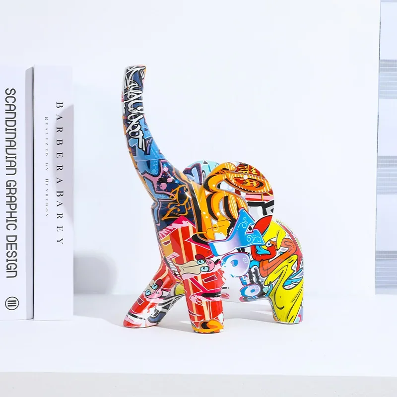 

Художественное простого креативного цвета, абстрактный слон с животными, украшение для кабинета, спальни, гостиной, современные декоративные изделия из смолы