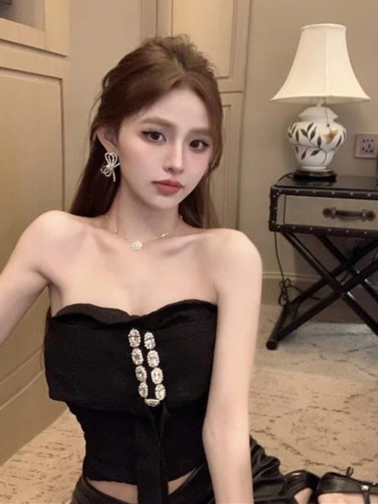 Кроп-топ женский с открытой спиной пикантная модная майка на бретельках туника в