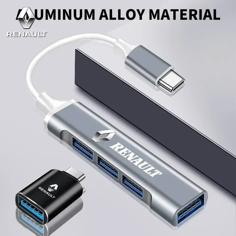Фото Автомобильный логотип Type-C USB-USB-адаптер, преобразователь интерфейса зарядки для Renault RS Duster Kadjar Talisman Arkana Logan Twingo Zoe №5