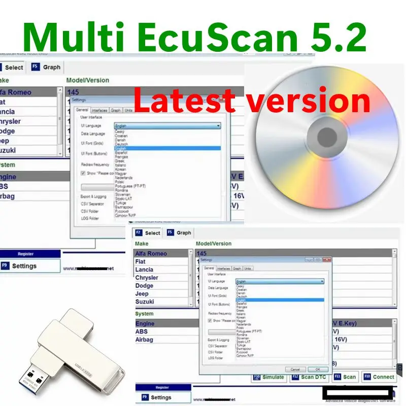 

Multi EcuScan 5.2 Регистр работает с ELM327 Последняя версия для диагностических инструментов OBD2 Программное обеспечение Multi ecuscan для разъема Fiat