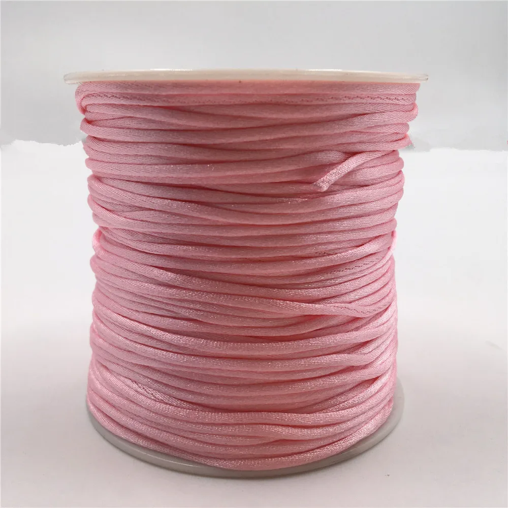 

1MM 20/50meters/Roll Pink Chinese Knot Cord Macrame Silk Strong Braided Satin Rope DIY Making Beading Thread Wire