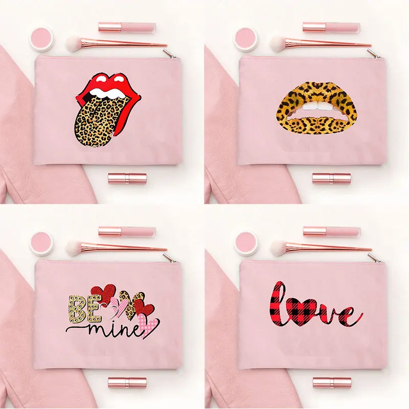 

2022 Summer New Leopard Lips Punk Print MakeUp BagWomen Travel Toiletry Bags Organize Wash Bag Pouch Cosmetic Bag Lady Portable