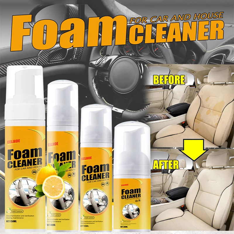 

100ml Foam Cleaner Spray Home Appliance Car Interior Wash Cleaner Lemon Scent Multi-purpose Anti-aging Leather Clean Tools