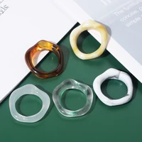 new fashion simple colorful transparent resin acrylic irregular geometric wave curve finger ring for women party beach jewelry