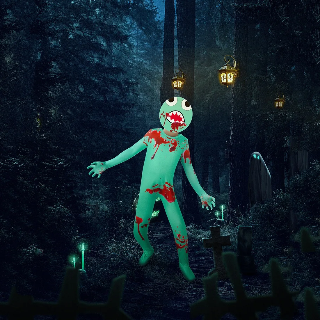 Kids Halloween Rainbow Friend Cosplay Costume Game Jumpsuit And Mask Outfit Set Girls Boys Carnival Party Clothing