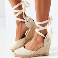 plus size 35 42 fashion women espadrille sandals comfortable summer pumps for womans office shoes wedges flat female high heels