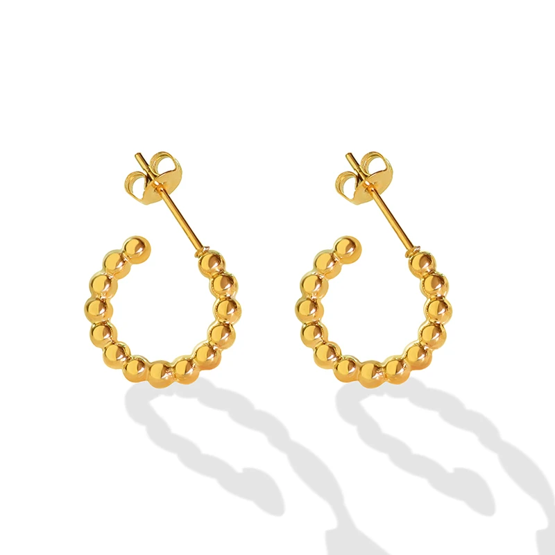 Fashion Stud Earrings Double C Earrings 316L Stainless Steel Beaded Earrings Women Fashion Jewelry Gifts