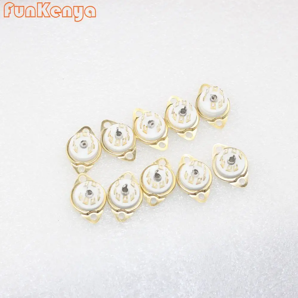 

10 шт. Позолоченные мини 7-контактные керамические трубчатые сиденья семь ножек электронная розетка GZC7-F-G 6J1 6J2 6J4 6Z4 6X4 DIY комплект усилителя трубки