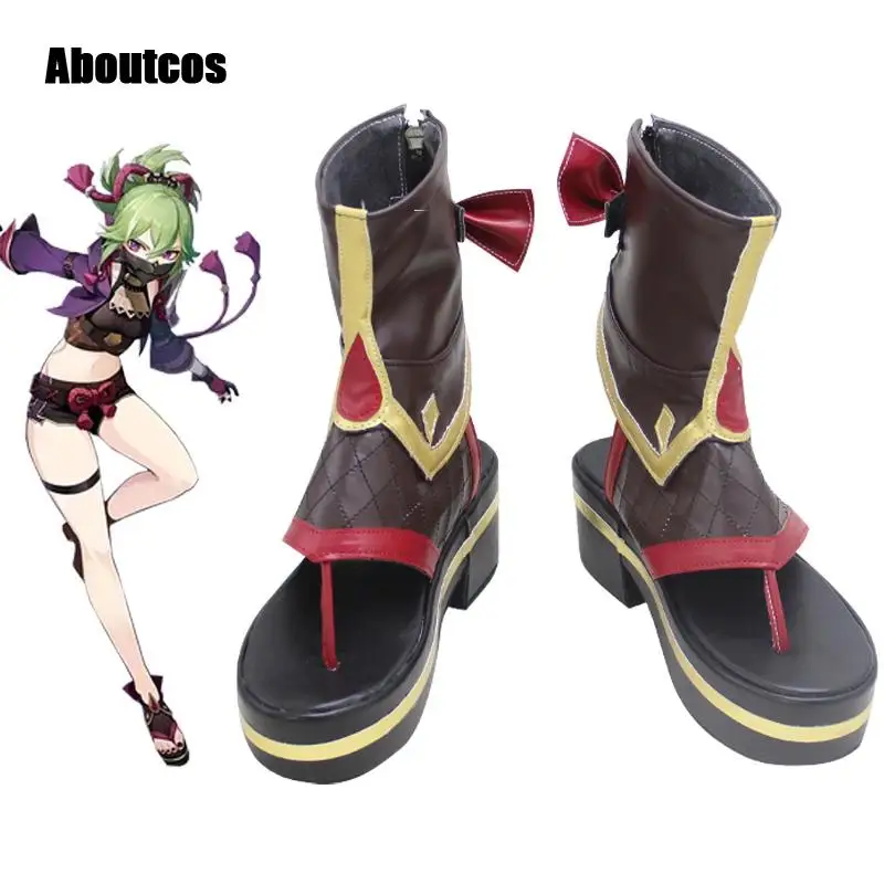 

Aboutcos Custom Made 35-50 Game Genshin Impact Kuki Shinobu Cosplay Shoes Kuki Shinobu Brown Shoes Japanese Boot Women Cosplay