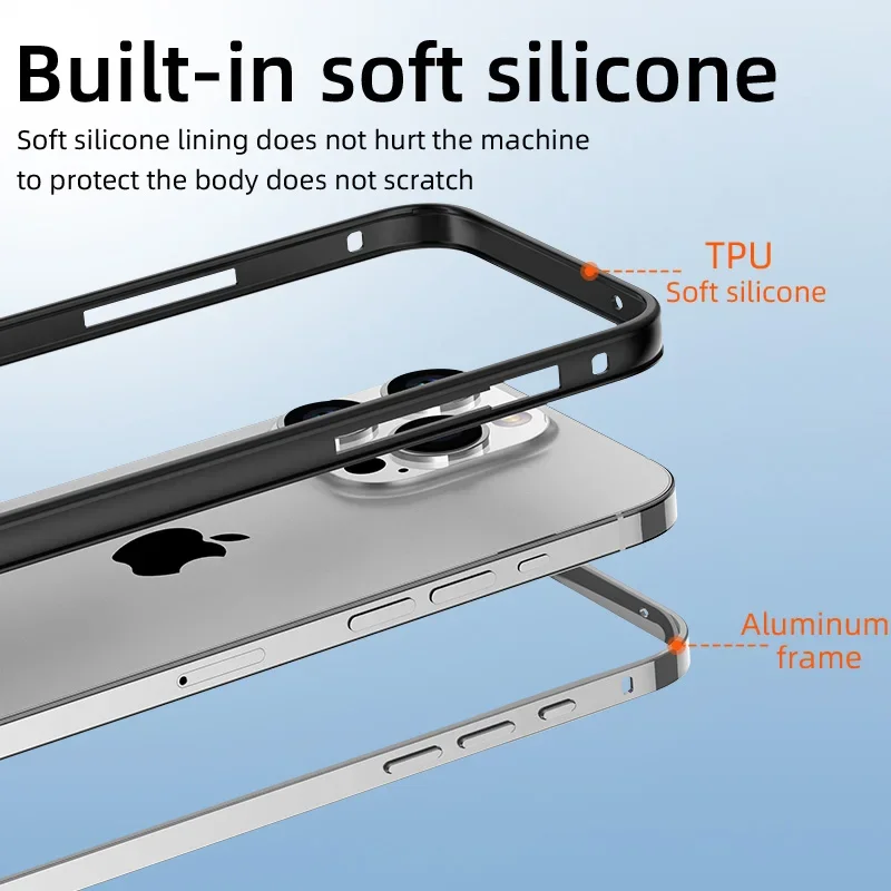 Роскошный легкий алюминиевый металлический каркас для iPhone 12 13 14 15 Pro Max