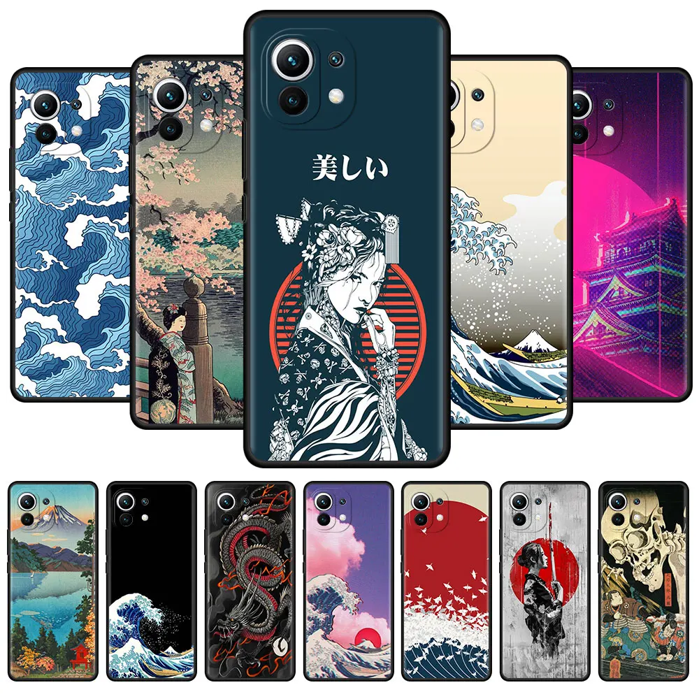 

Japanese Style Art Japan Case for Xiaomi Poco X3 NFC M3 Mi 11 12 10 11T 9 9T 10T Pro Note 10 A2 Lite Soft Silicone Phone Cover