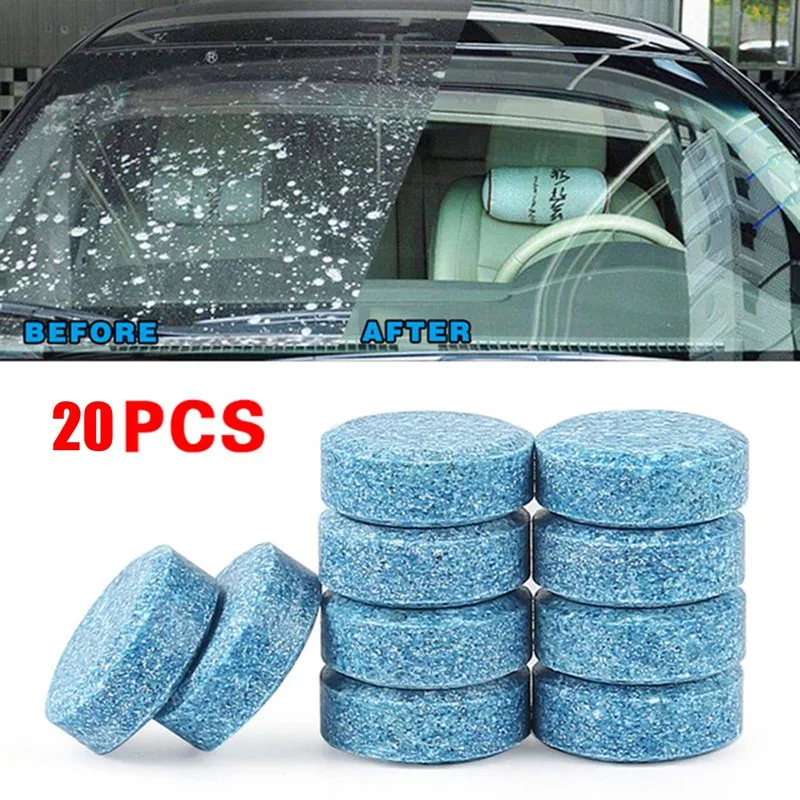 20pcs Solid Cleaner Car Windscreen Cleaner Effervescent Tablet Auto Wiper Glass Solid Cleaning Concentrated Tablets Detergent