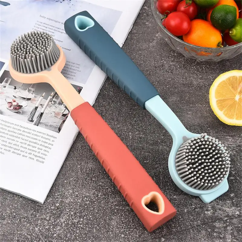 

Non-oil Cleaning Brush Pp/tpr Non-stick Pan Kitchen Long Handle Household Brush Kitchen Accessories Color Pot Brush 25.2x6cm