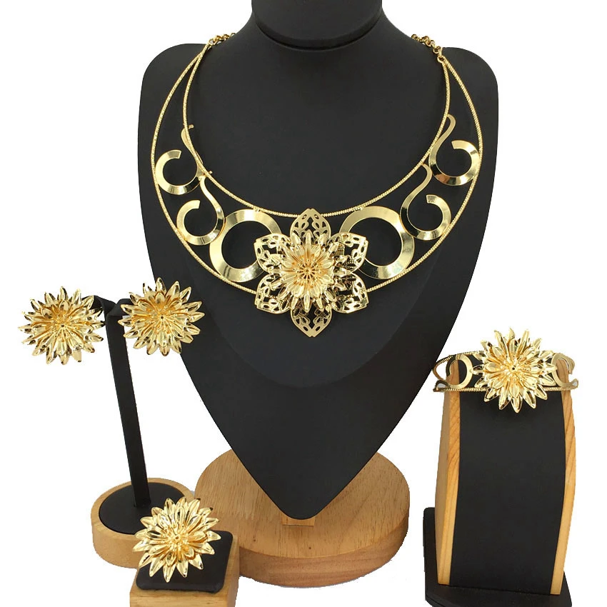 

Dubai Jewelry Set 18 k Gold Jewelry Brazilian Gold Jewelry Italian Gold Jewelry Set FHK12985